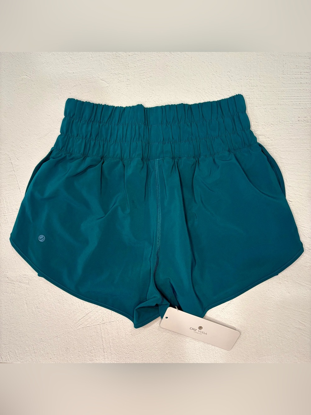 CRZ YOGA Women’s Blue/Green High-Waist Running Shorts, Medium NWT - Picture 3 of 7